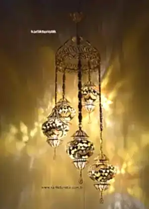 El yapımı Bakır Malzeme Telkari Sanat Mozaik Lamba 5 Lİ Tavan Lambaları Yağmur Damlası MODELİ  Bakır Telkari Dekoratif Avize Merdiven avize Benzersiz ALTIN Kaplama