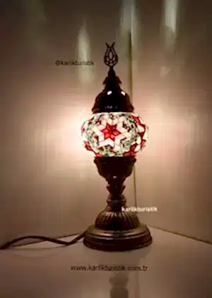 Türk Mozaik Lamba , Türk Abajur, Türk El Yapımı Lamba, Mozaik Lamba Tiffany Lamba,Küçük I-S-T 5000