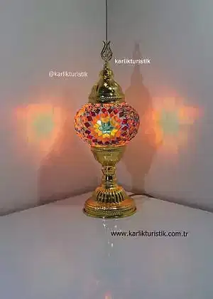 Mozaik Masa Lambası Abajur Altın Kaplama Renkli , Türk El Yapımı Lamba, Özel, Eşsiz, Türk lambaları