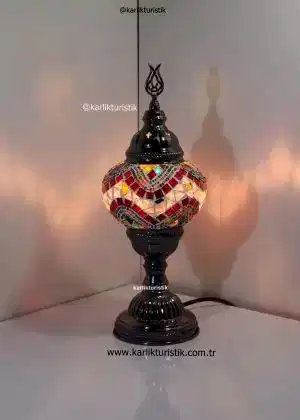 Mozaik Masa Lambası Abajur Füme  Kaplama Renkli , Türk El Yapımı Lamba, Özel, Eşsiz, Türk lambaları