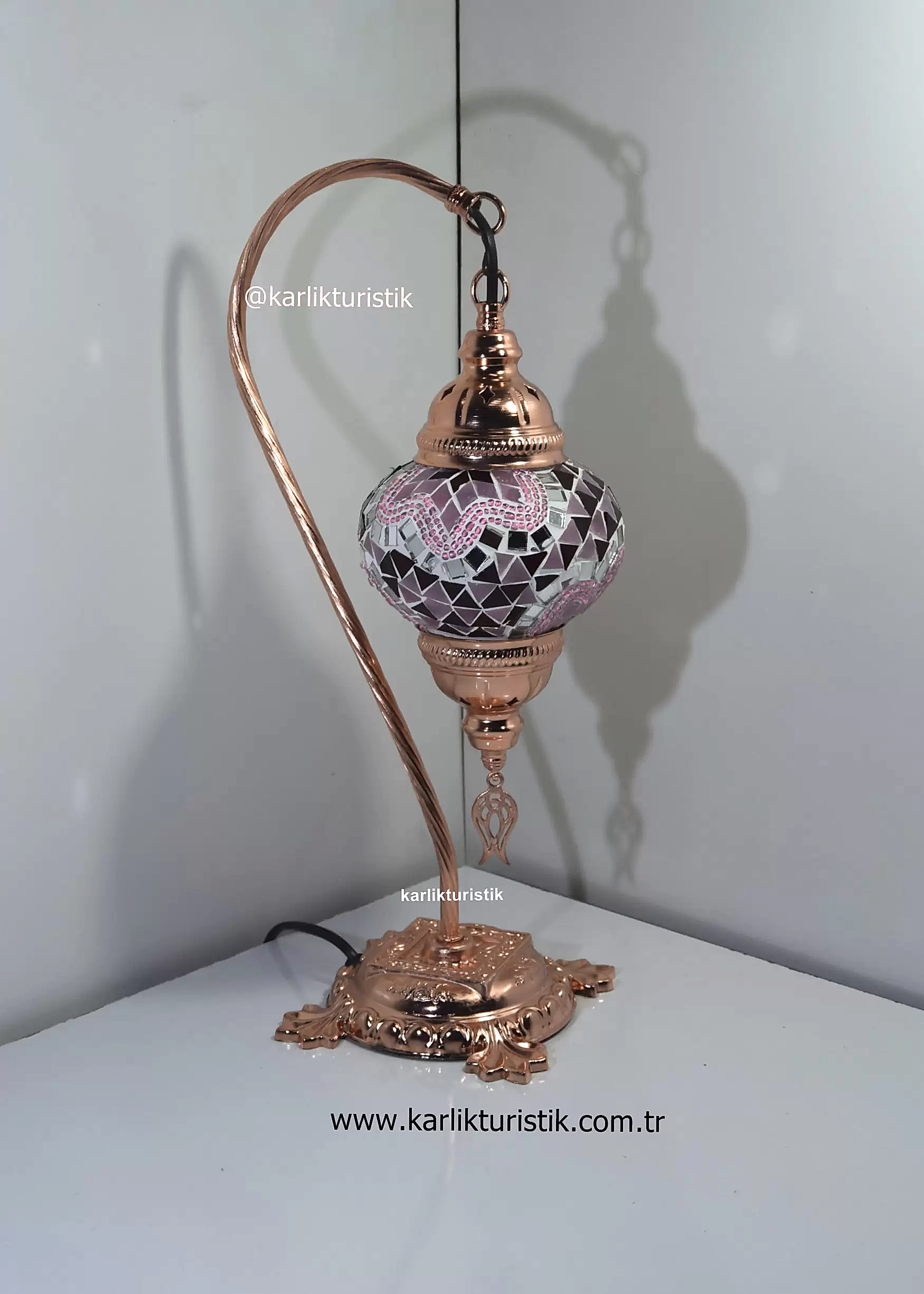 tiffanyMozaik Lamba Abajur Bakır Rengi, Kaplama ,Mozaik Masa Lambası Osmanlı Türk Mozaik Kuğuboynu Lamba Renklilamp copper color,mosaic lamp,turkish lamps swanneck ,satained glass lamp 31