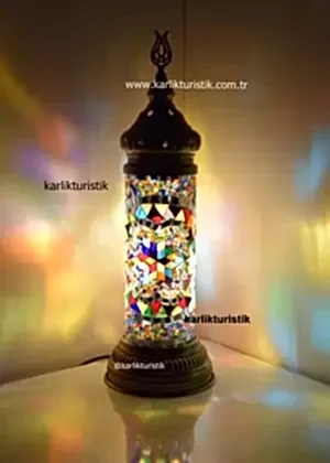 Galata Kulesi Lambası,Mozaik Silindir Masa Lambası,Silindir Türk Lambaları,Hediyelik Lamba,küçük