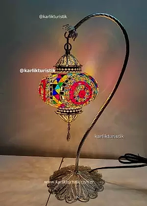 Mozaik Lambalar Sanat Dekoratif Ev Işıkları, Hediye Lamba El Yapımı Bakır TELKARİ - F-T-235 GÜMÜŞ KAPLAMALI