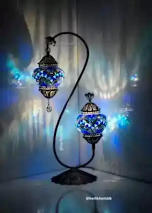 Hediyelik telkari el işi otantik  masa lambası lambader mozaik aydınlatma antik