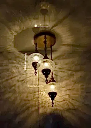 Avize Lamba Tavan Armatürü 3  osmnalı şefaf çatlak camlı  Dekoratif tarz Ev-Otel Avizesi, türk yapımı otantik aydınlatma