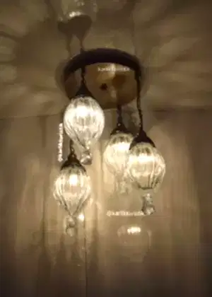 Avize Lamba Tavan Armatürü 4 Üfleme Damla Camlı Dekoratif tarz Ev-Otel Avizesi, türk yapımı otantik aydınlatma