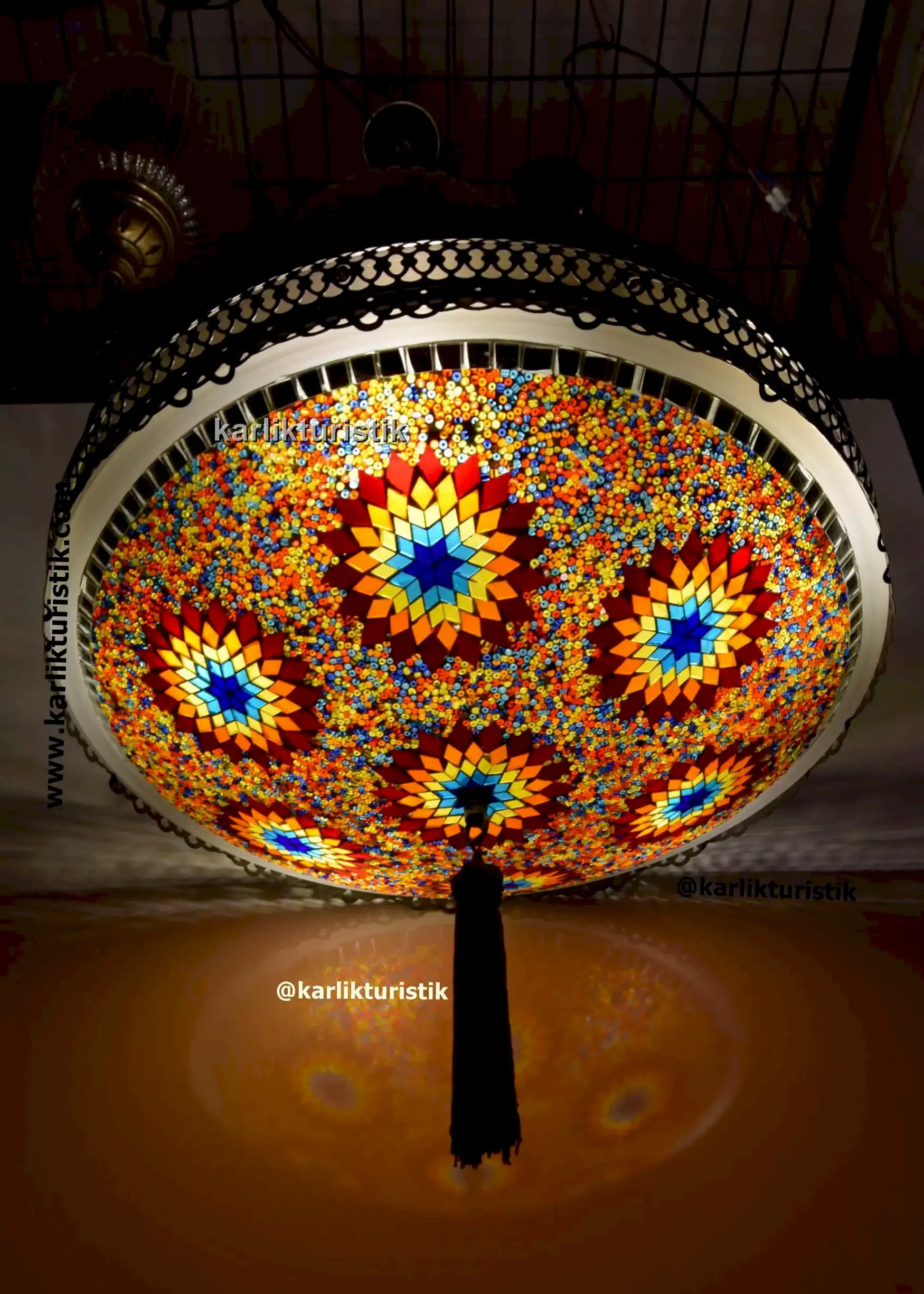 mozaik avizesi ,türkiye yapım ,50 cm yuvarlak mozaik sarkıt yuvarlak3