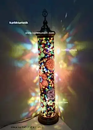 Mozaik silindir lamba, mozaik zemin lambası, mozaik ayaklı lamba, mozaik Köşe Lambası abajur, XLARGE