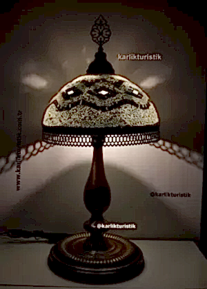 Mozaik Tiffany Lamba Büyük El Yapımı şemsiye tarzı lamba, Türk abajur Mozaik Tiffany Lamba Abajur 30 cm dantelli