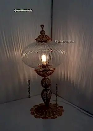 Büyük Boy Şefaf Masa Lambası – Bakır Kaplama Bakır Telkari Dekoratif Türk Lambası El Yapımı | Türkiye Üretimi