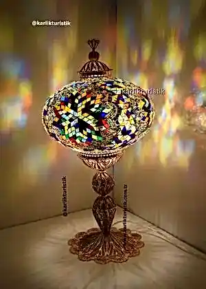 Büyük Boy Mozaik Masa Lambası – Bakır Kaplama Bakır Telkari  Dekoratif Türk Lambası El Yapımı | Türkiye Üretimi