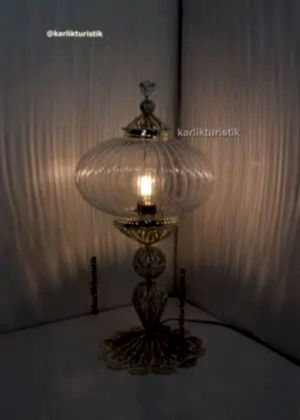 Büyük Boy Şefaf Masa Lambası – Gümüş Kaplama Bakır Telkari Dekoratif Türk Lambası El Yapımı | Türkiye Üretimi