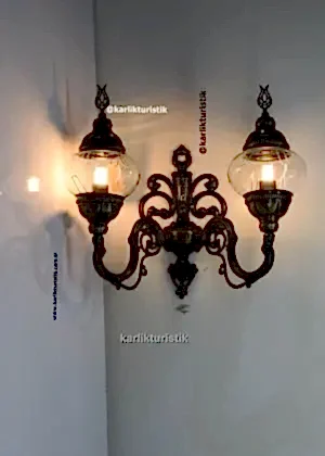 Osmanlı 13cm şeffaf cam çift cidarlı aplik yukarı doğru ISW 5414 -b.