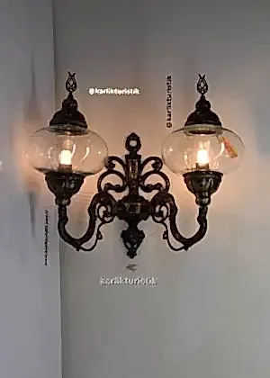 Osmanlı 16cm şeffaf cam çift cidarlı aplik yukarı doğru ISW 5414 -b.