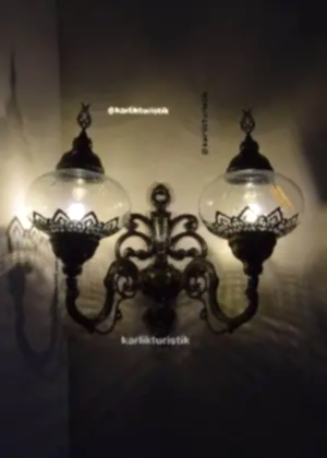 Osmanlı 16cm lazerli şeffaf cam çiftli aplik yukarı doğru ISW 5414 -b.