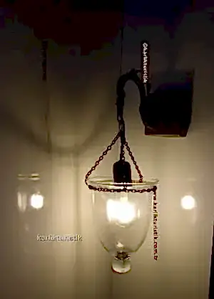 Osmanlı Kandil Formu Dekoratif Duvar Apliği – Antik Kaplama & Şeffaf Cam büyük boy