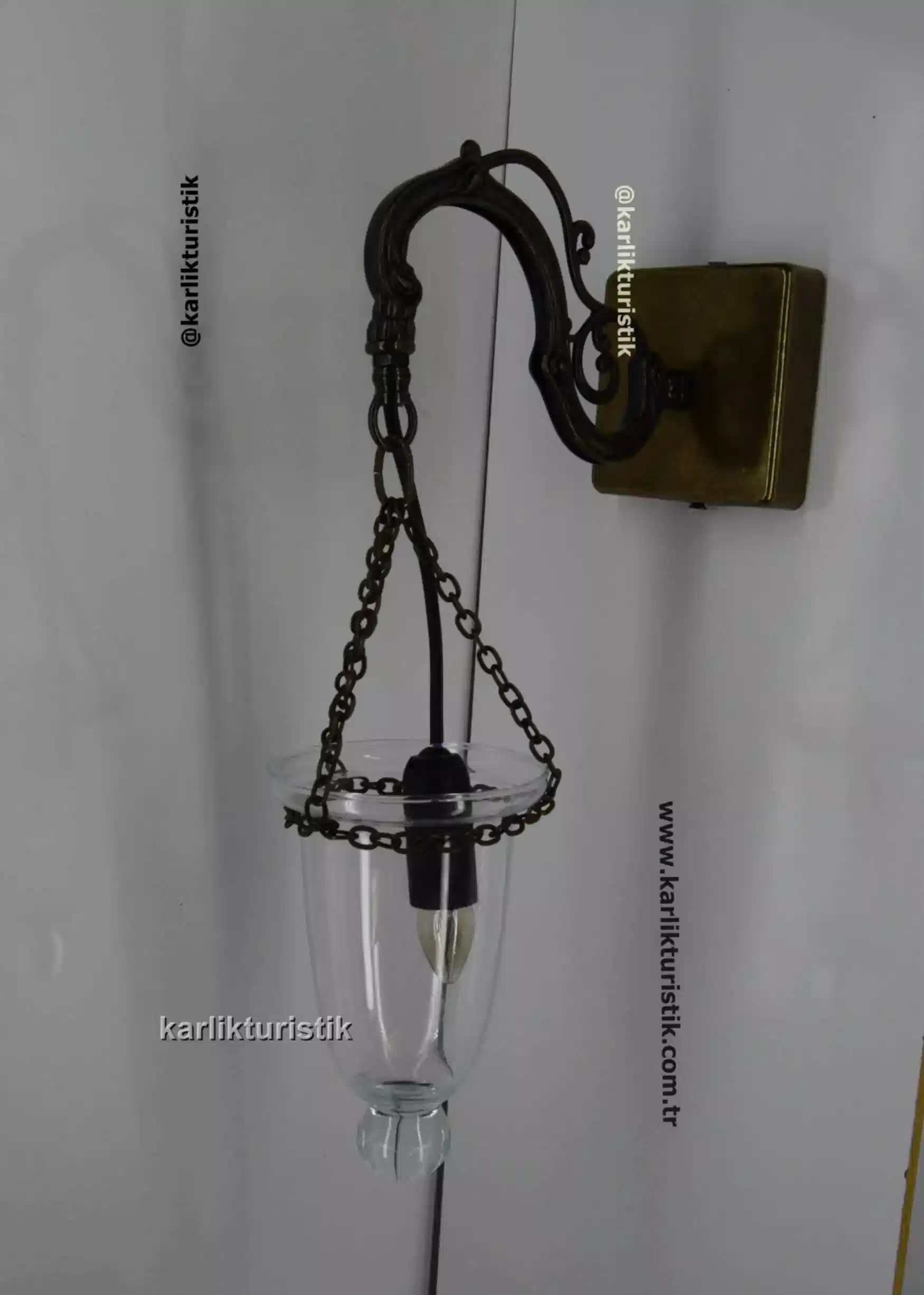 Osmanlı Kandil Formu Dekoratif Duvar Apliği – Antik Kaplama & Şeffaf Cam6