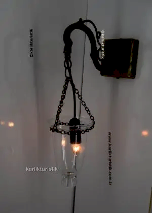 Osmanlı Kandil Formu Dekoratif Duvar Apliği – Antik Kaplama & Şeffaf Cam normal boy