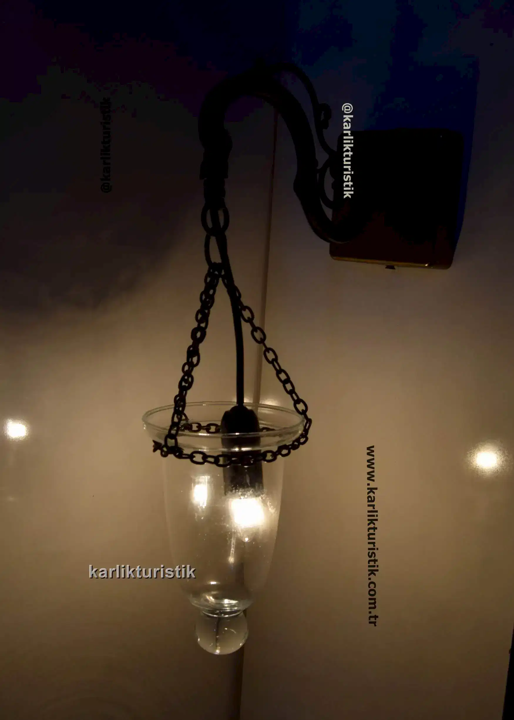 Osmanlı Kandil Formu Dekoratif Duvar Apliği – Antik Kaplama & Şeffaf Cam8