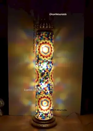 Mozaik silindir lamba, mozaik zemin lambası, mozaik ayaklı lamba, mozaik Köşe Lambası abajur, XXLARGE Altın Kaplama