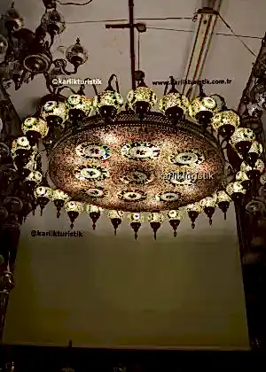 Restoran aydınlatması, otel lobisi, mozaik lamba asılı lamba için büyük boy renkli Avize kısa stil büyük avize 28 kollu