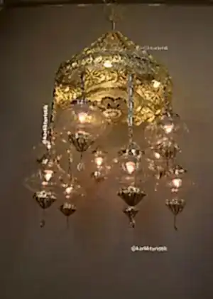 aydınlatma avizeleri dekoraitf özel şık hotel  avizeleri 10 camlı türk otantik lambalar bakır el işi tekari gümüş kaplama