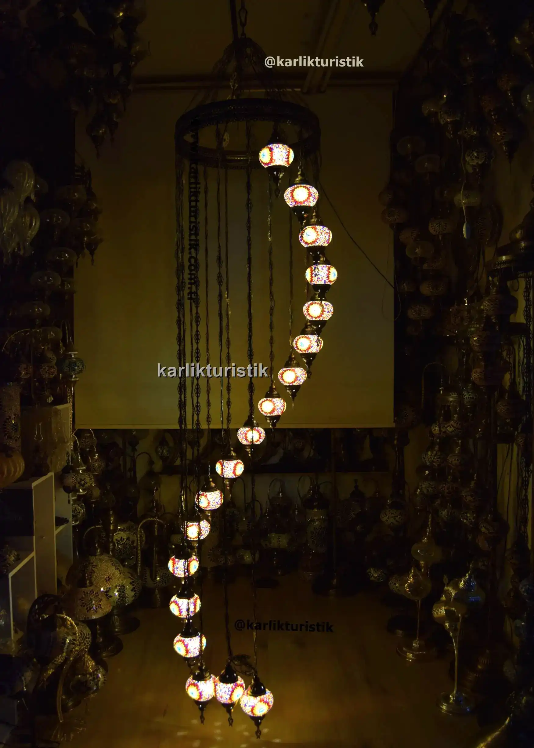 Karlık Turistik 10 Mozaik Set Avize 18 li Helezon Model Metal Sıvama No3 -I-S-C-5337 (Kopya)